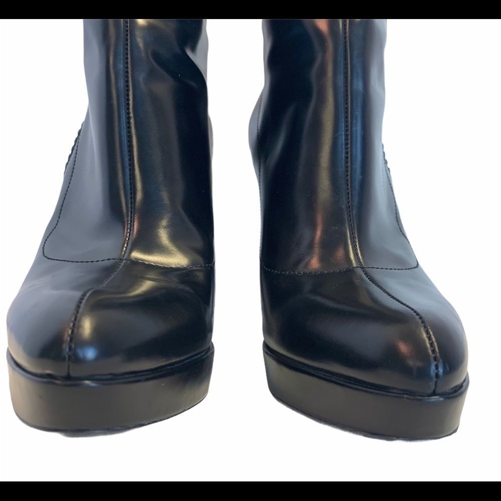 GUCCI Black Glossy Leather Knee High Platform Boot Sz 10B - Picture 6 of 16
